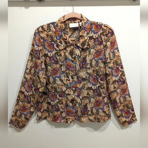 Christie & Jill Multicolor Vintage Floral Button Down Blouse Size 8